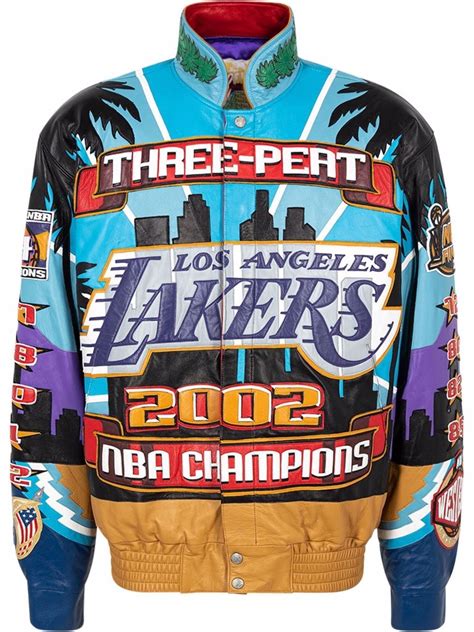 lakers three peat jacket replica|Lakers 2002 3Peat Leather Jacket .